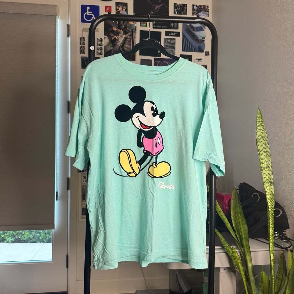 Disney Mickey Mouse Florida Graphic T-Shirt XL/XG Mint Green